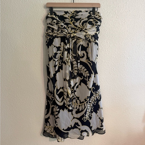 Ann Taylor Silk Strapless Floral Midi Dress - Picture 1 of 8